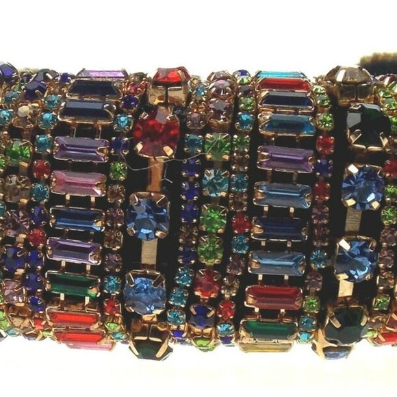 Natalie Mills Multi Colored Padded Headband Bling Gems Rhinestones Handmade Gift main image 4